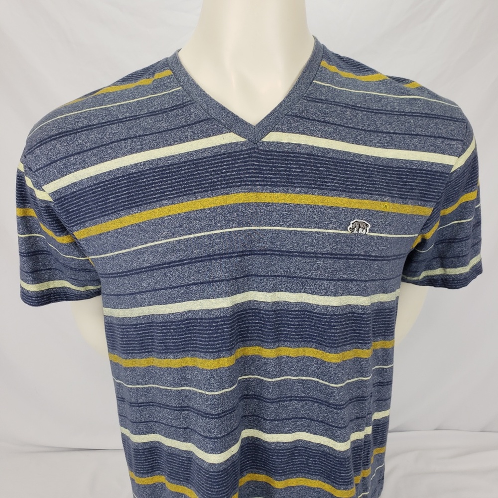 ECKO UNLTD Men's V-Neck T-Shirt Striped Rhino Logo